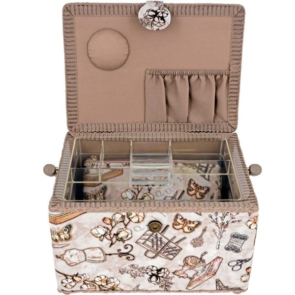 Dritz, Large Sewing Basket & Accessory Case - Neutral Vintage on Sale - Image 4