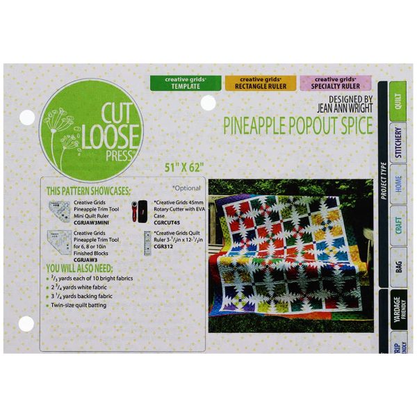 Cut Loose Press, Pineapple Popout Spice Quilt Pattern Supply - Image 3