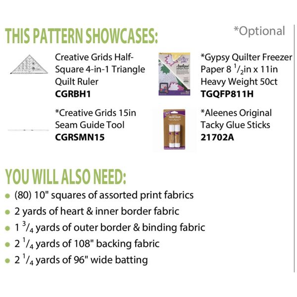 Cut Loose Press, Hearts on the Half Square Quilt Pattern For Discount - Image 2