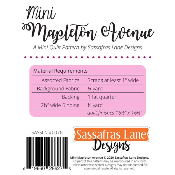 Mini Mapleton Avenue Mini Quilt Pattern on Sale - Image 5
