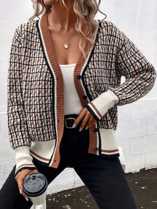 Hazel Blues® |  Plaid V-Neck Button Up Cardigan Online Sale - Image 4