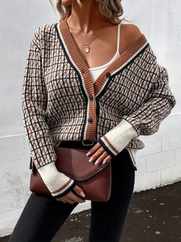 Hazel Blues® |  Plaid V-Neck Button Up Cardigan Online Sale - Image 3